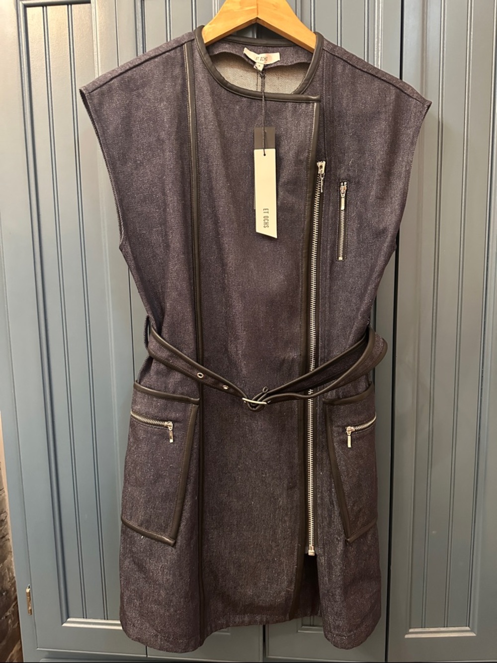 Et Ochs Sleeveless Asymmetrical Zip-Front Denim Mini Dress